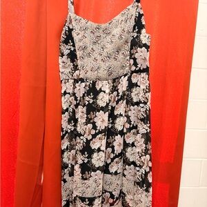 Mudd Black and Cream Floral Maxi Dress